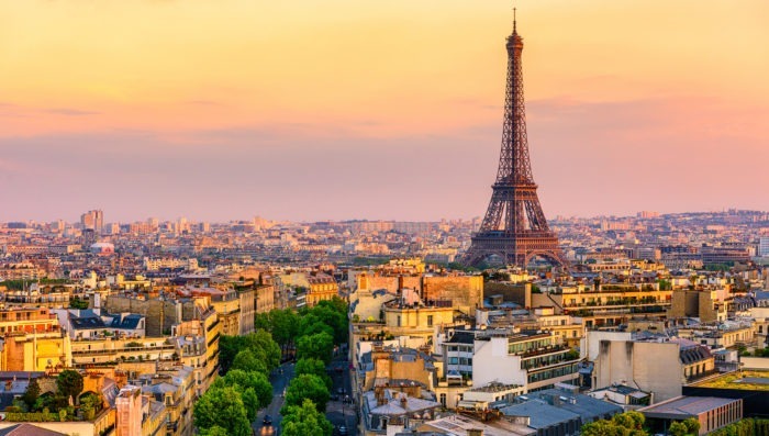 Paris view with sunset